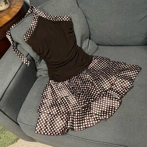 Brown and White Polka Dot Mini Dress